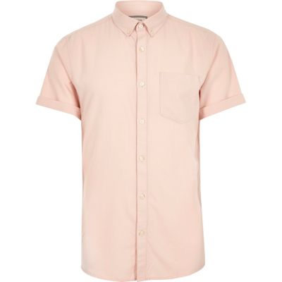 Pink short sleeve Oxford shirt